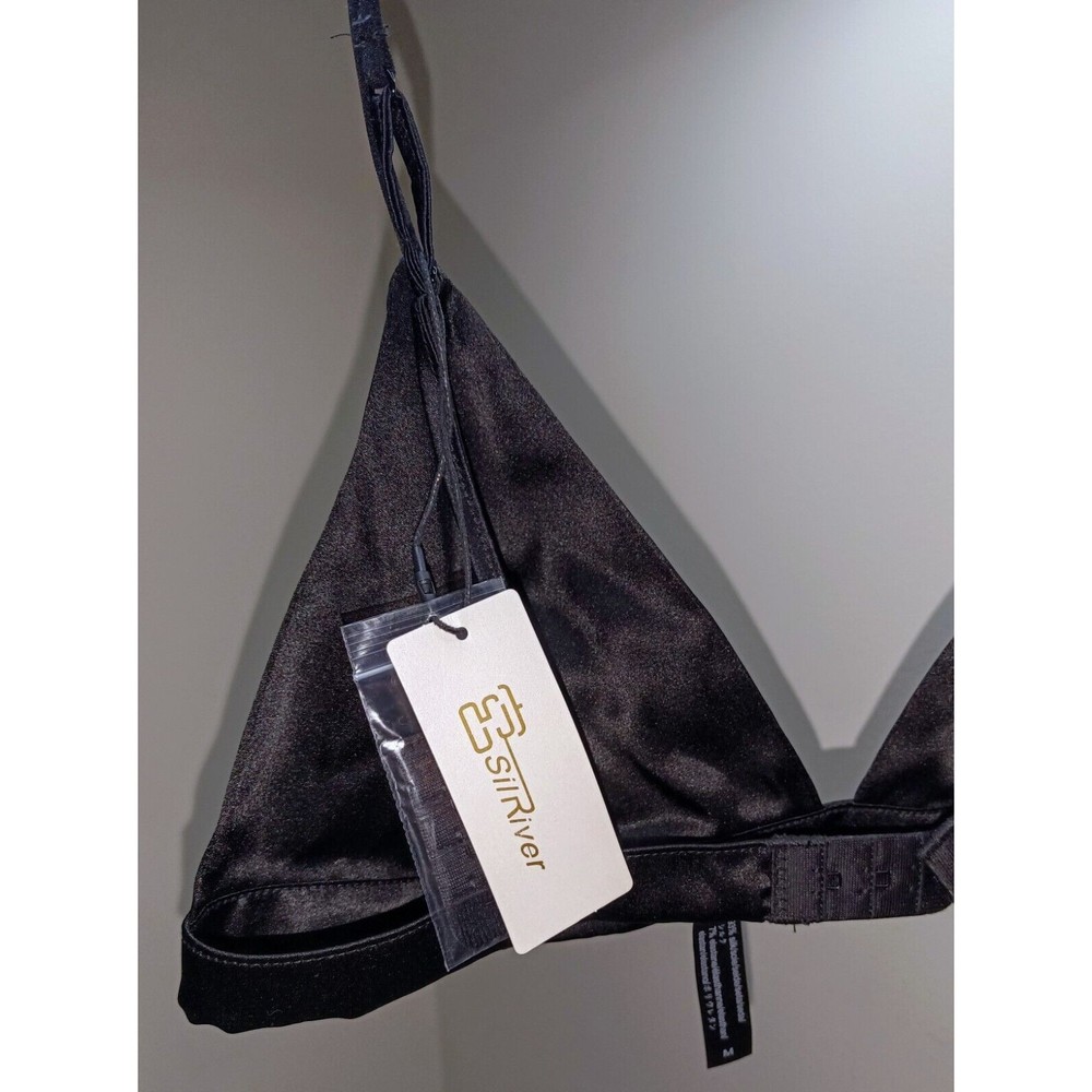 SilRiver Women's Silk Triangle Bralette Soft Cup Wireless Bra Smooth... Medium